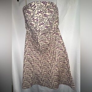 GAP Strapless Dress with Purple and Black Floral Pattern